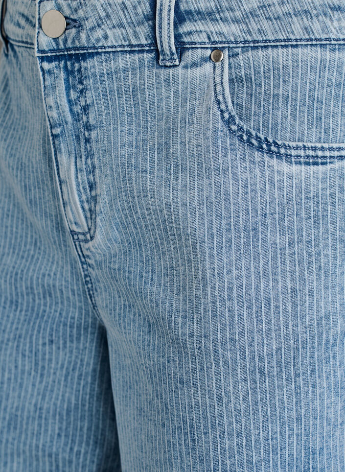 Pinstripe wijde-pijp culotte-jeans, Blauw, Packshot image number 2