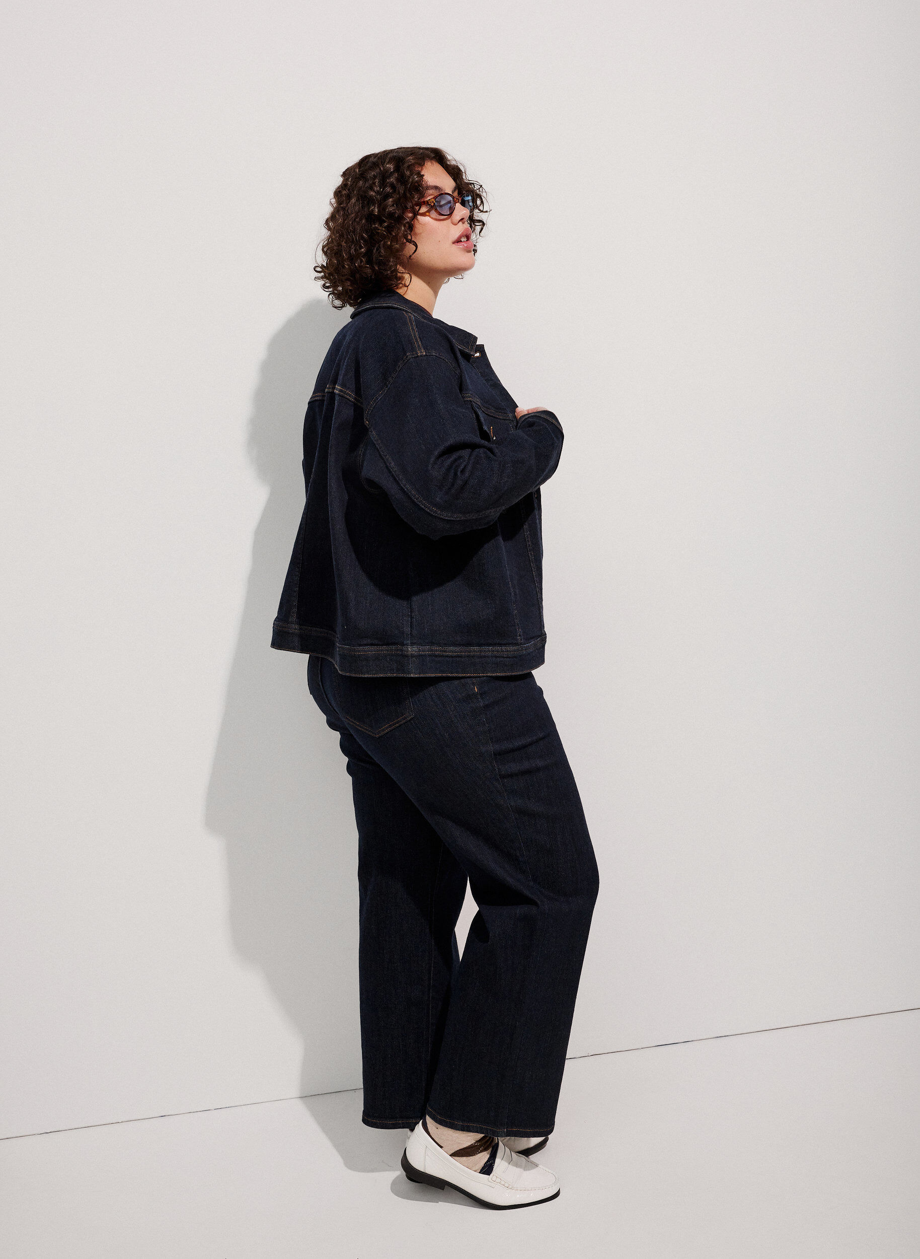 ZizziKlassiek denimjack met contrasterend stiksel, Blauw, Image image number 0