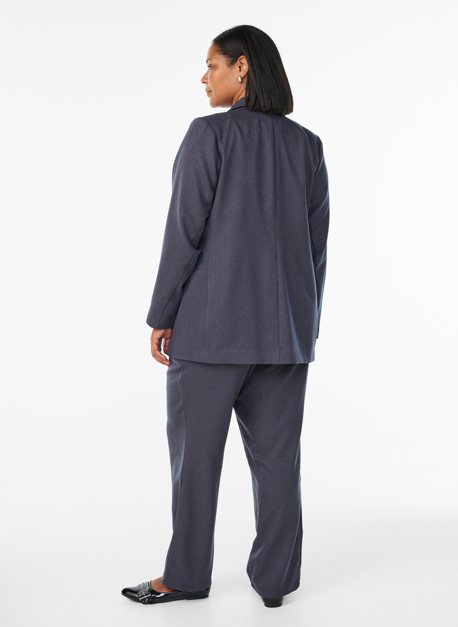 Zizzi Uitlopende broek met een klassieke look, Grijs, Model image number 1