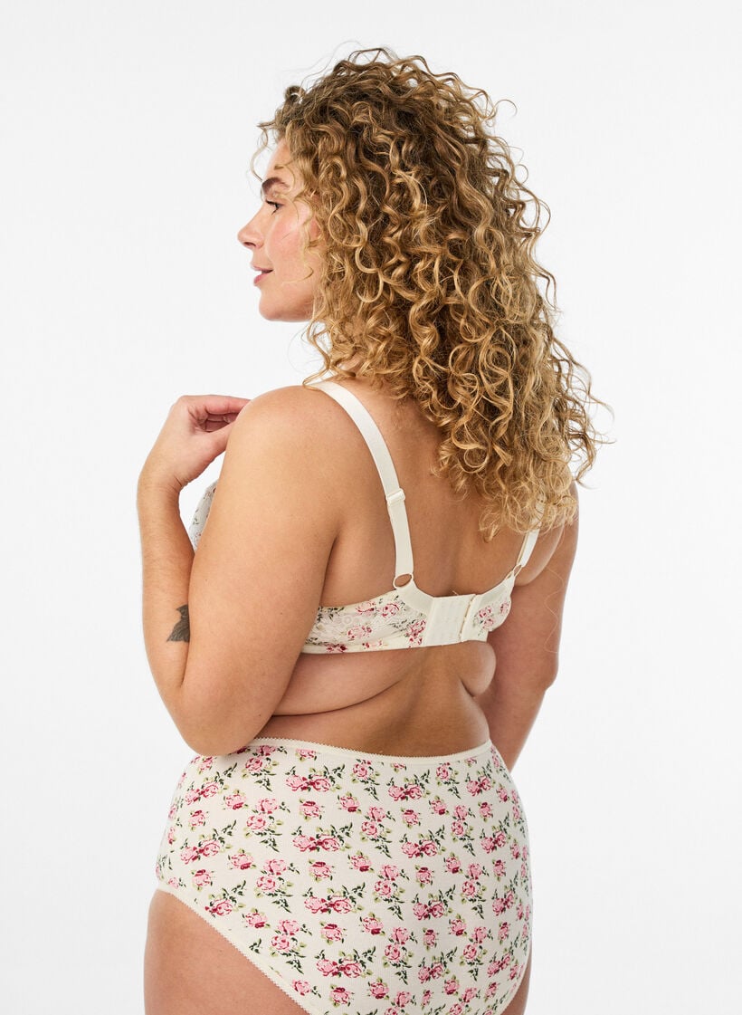 Full-coverage BH met bloemenkant, Wit, Model image number 2
