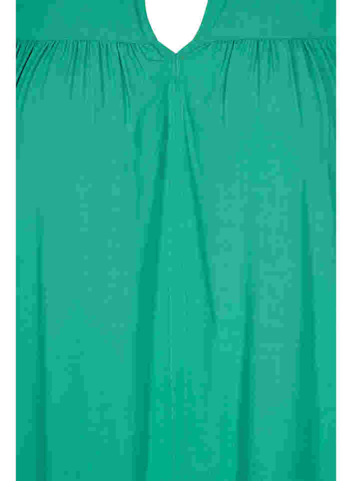 Viscose jurk met lange mouwen en smokdetails, Mint, Packshot image number 2