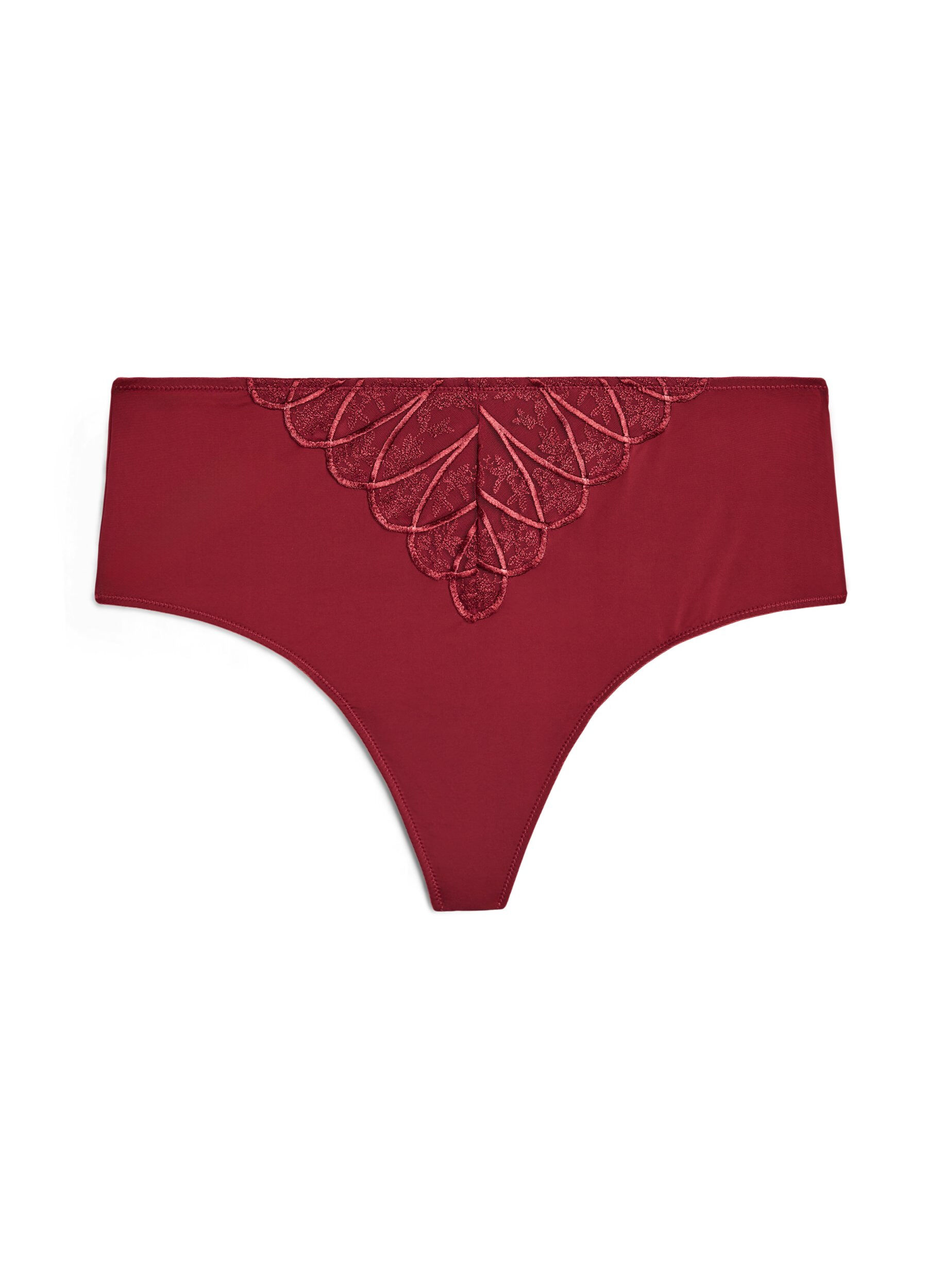 Zizzi Hipster string in microvezel met kanten details, Donker Bordeaux, Packshot image number 0