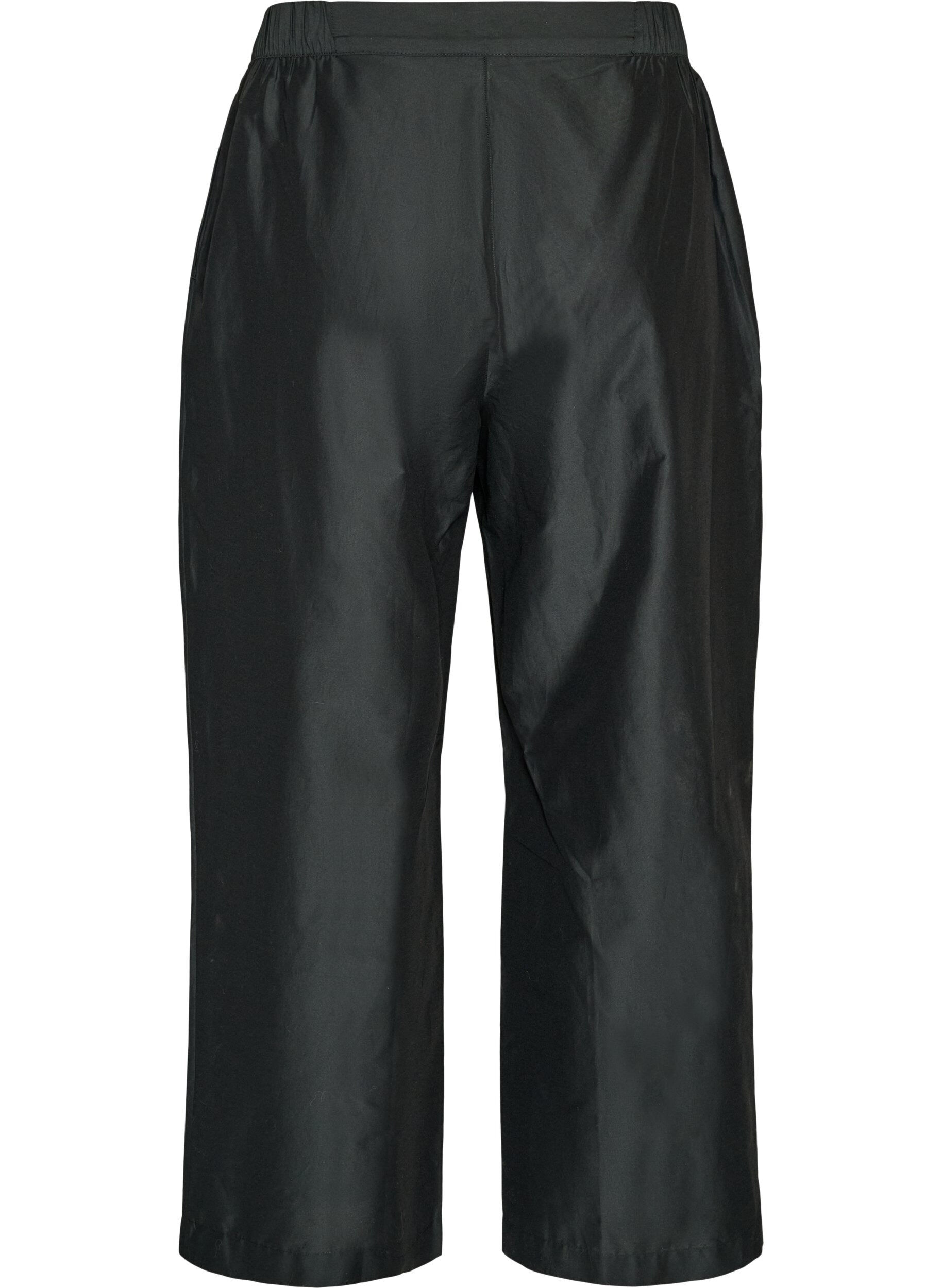 ZizziKatoenen broek met geborduurde uitsnijdingen, Zwart, Packshot image number 1