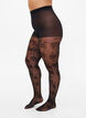 Panty 25 denier met bladmotief, Black, Model image number 0