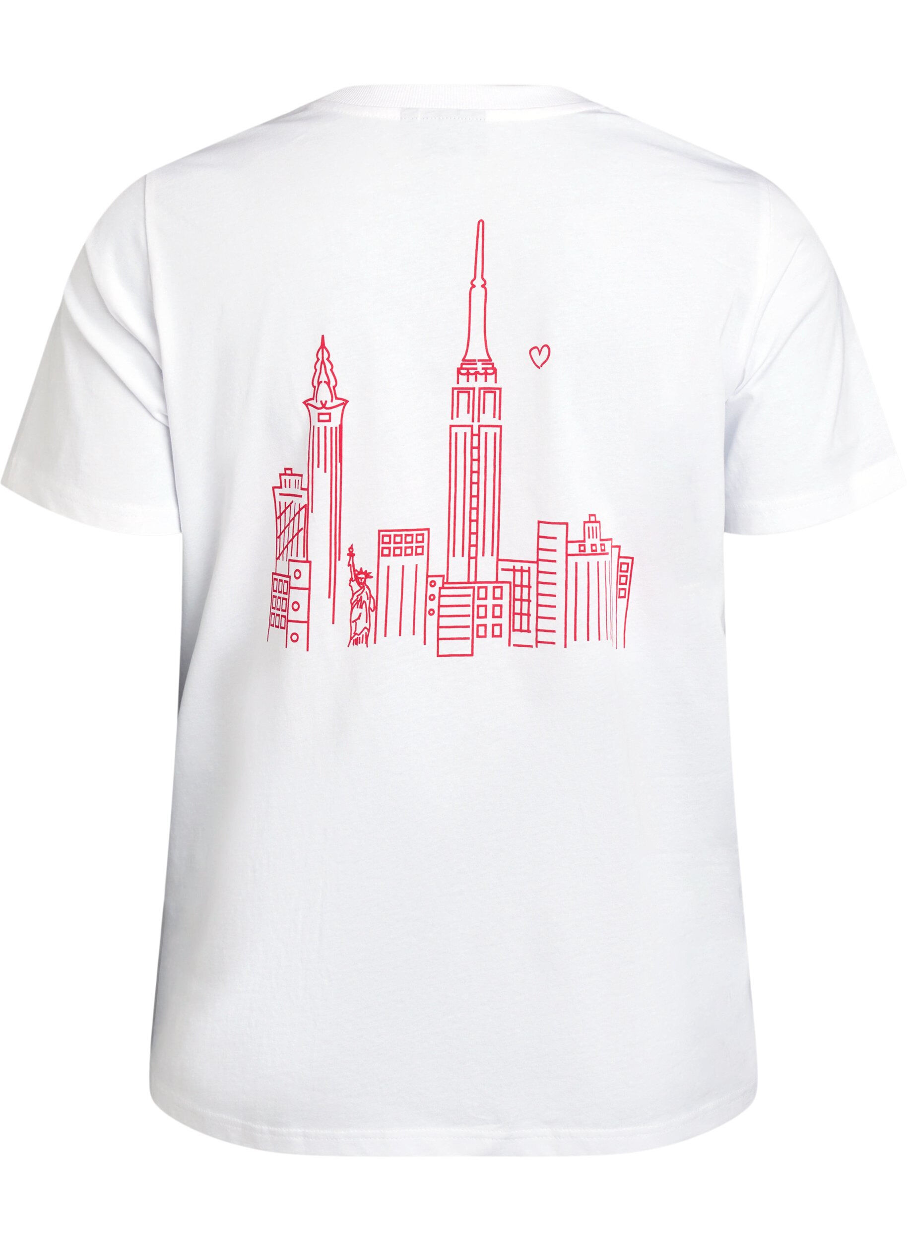 ZizziT-shirt met tekstprint en ronde hals, Wit, Packshot image number 1