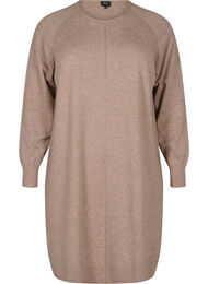 Gebreide jurk met een ronde hals en gebreid patroon, Fossil Mel.