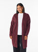 FLASH - Lange ribgebreide cardigan met open voorkant, Rood, Model image number 0