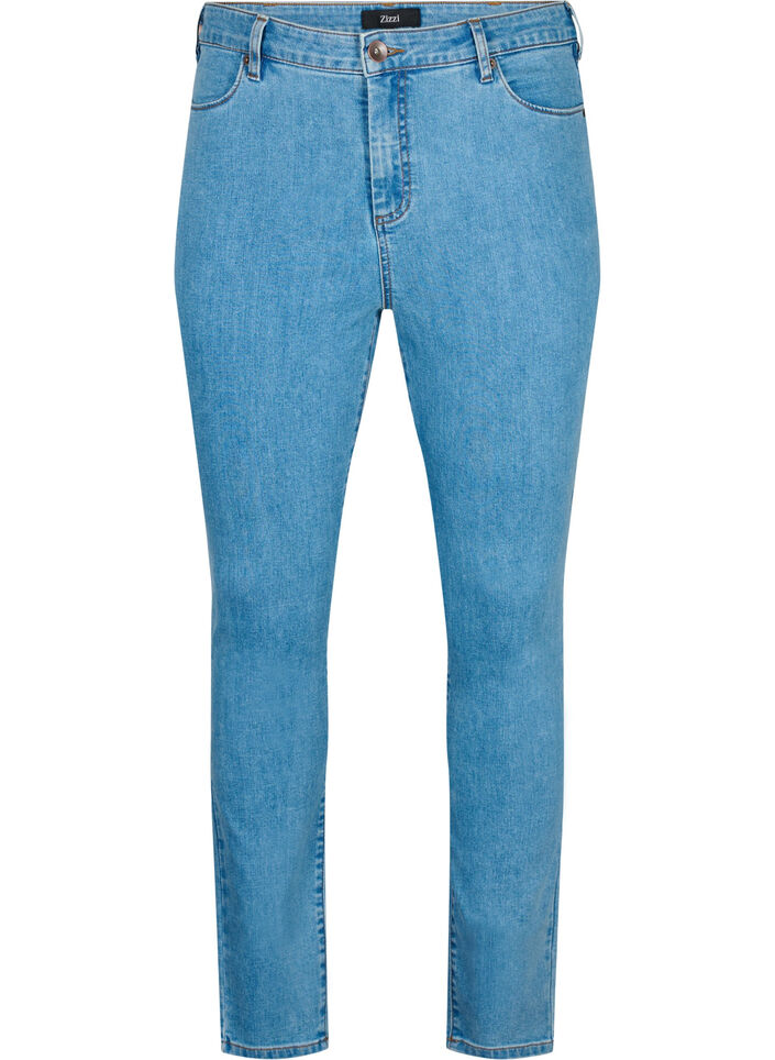 Zizzi Amy jeans voor dames, grote maten, hoge taille, extra slim, zwart, 42W x 30L