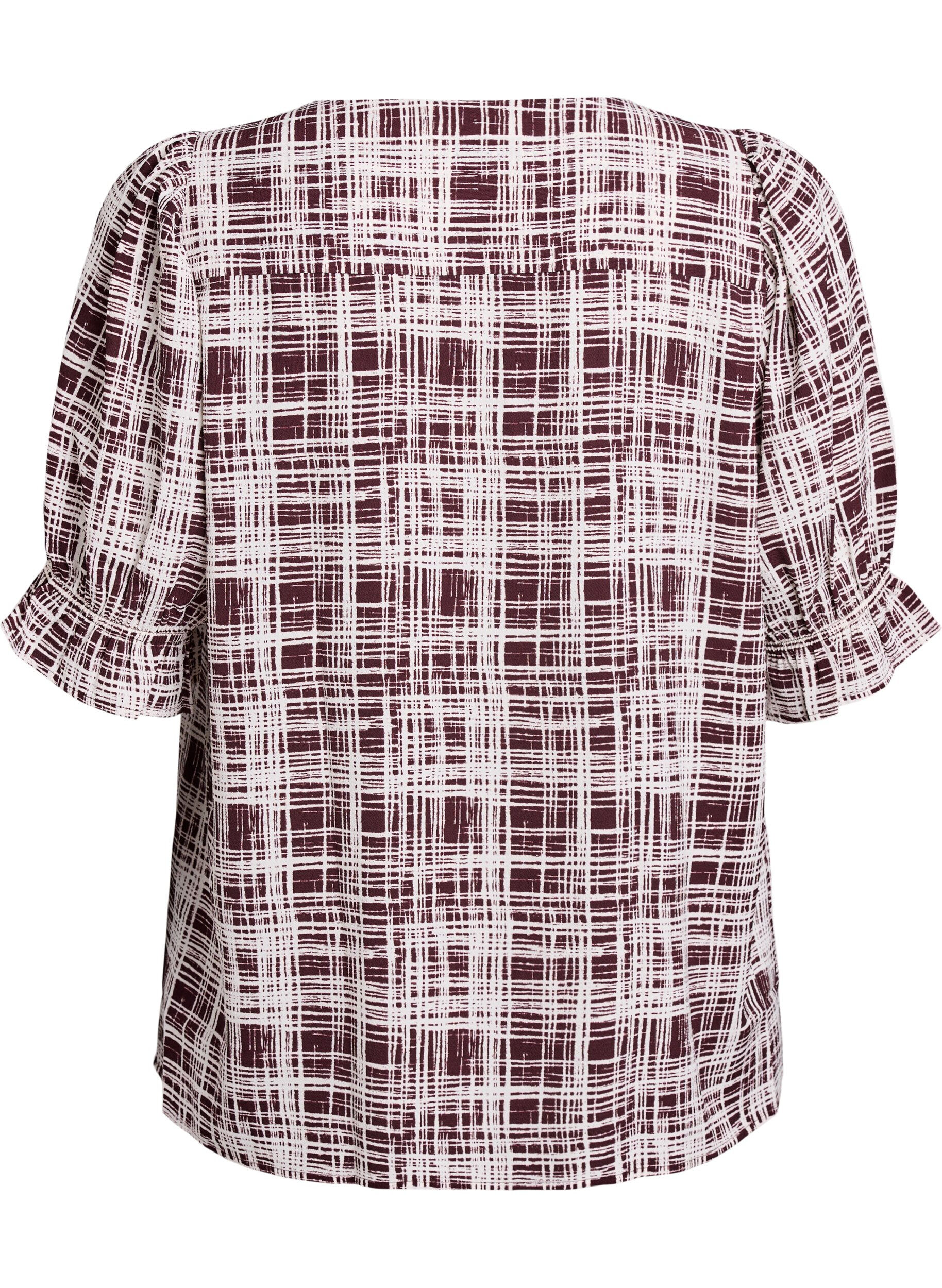Zizzi Shirtblouse met 1/2 mouwen, Donker Bordeaux, Packshot image number 1