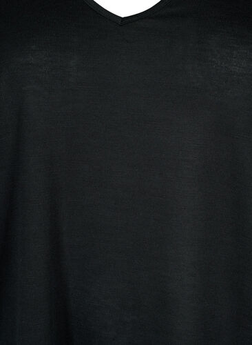 Blouse met korte mouwen, kant en v-hals, Black, Packshot image number 2