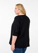 Viscose overhemd blouse met driekwart mouwen, Black, Model image number 1