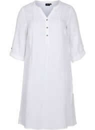 Katoenen jurk met 3/4 mouwen, Bright White