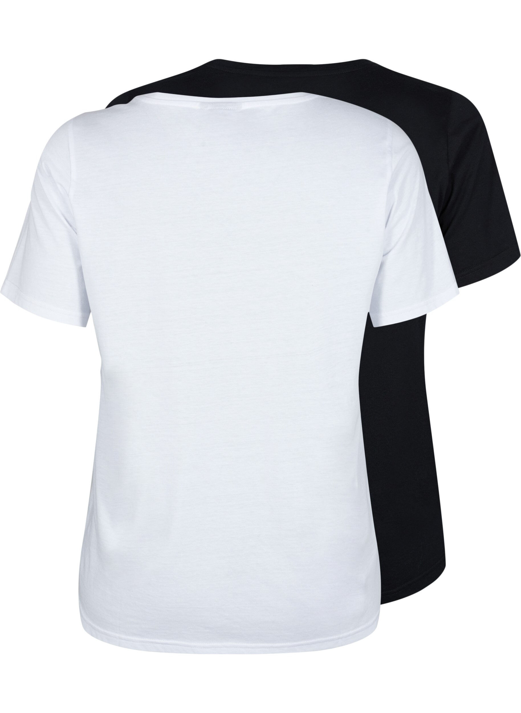 Zizzi FLASH - 2-pack T-shirts met ronde hals, White/Black, Packshot image number 1