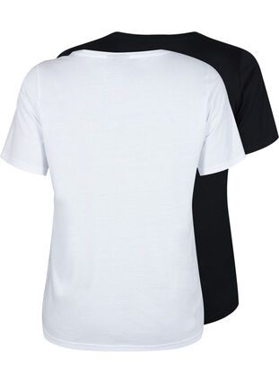 FLASH - 2-pack T-shirts met ronde hals, White/Black, Packshot image number 1