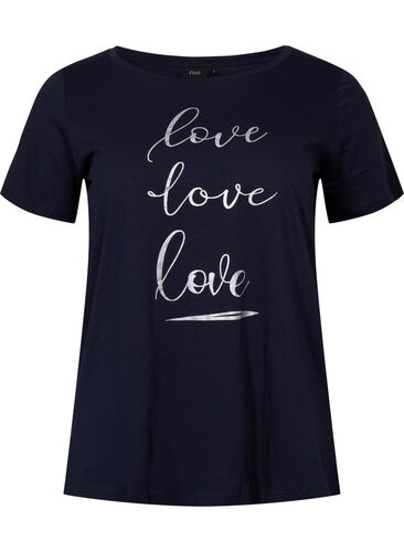 Katoenen t-shirt met korte mouwen en opdruk, Night Sky Love Love, Packshot image number 0