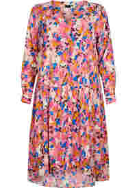 Viscose midi-jurk met lange mouwen en print