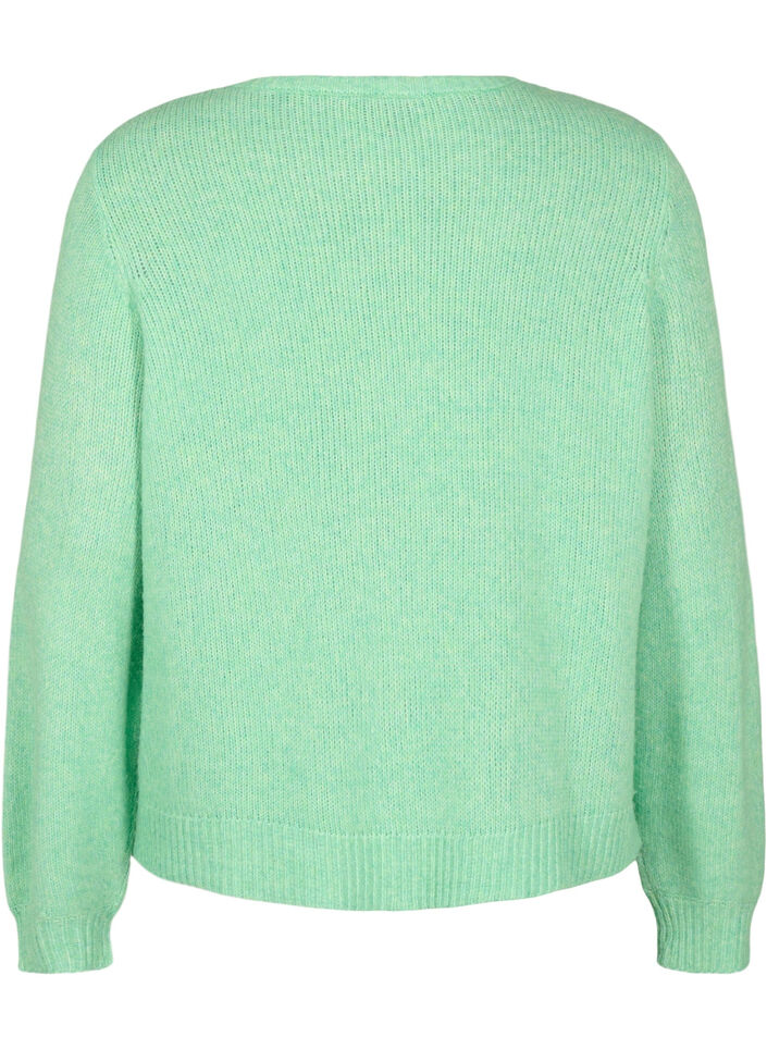 Gebreide cardigan met wol en knoopsluiting, Light G. Green Mel., Packshot image number 1