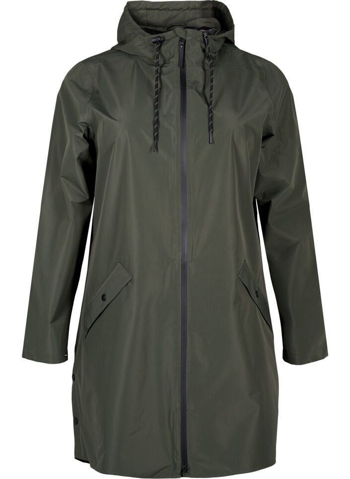Regenjas met zakken en capuchon, Groen, Packshot image number 0