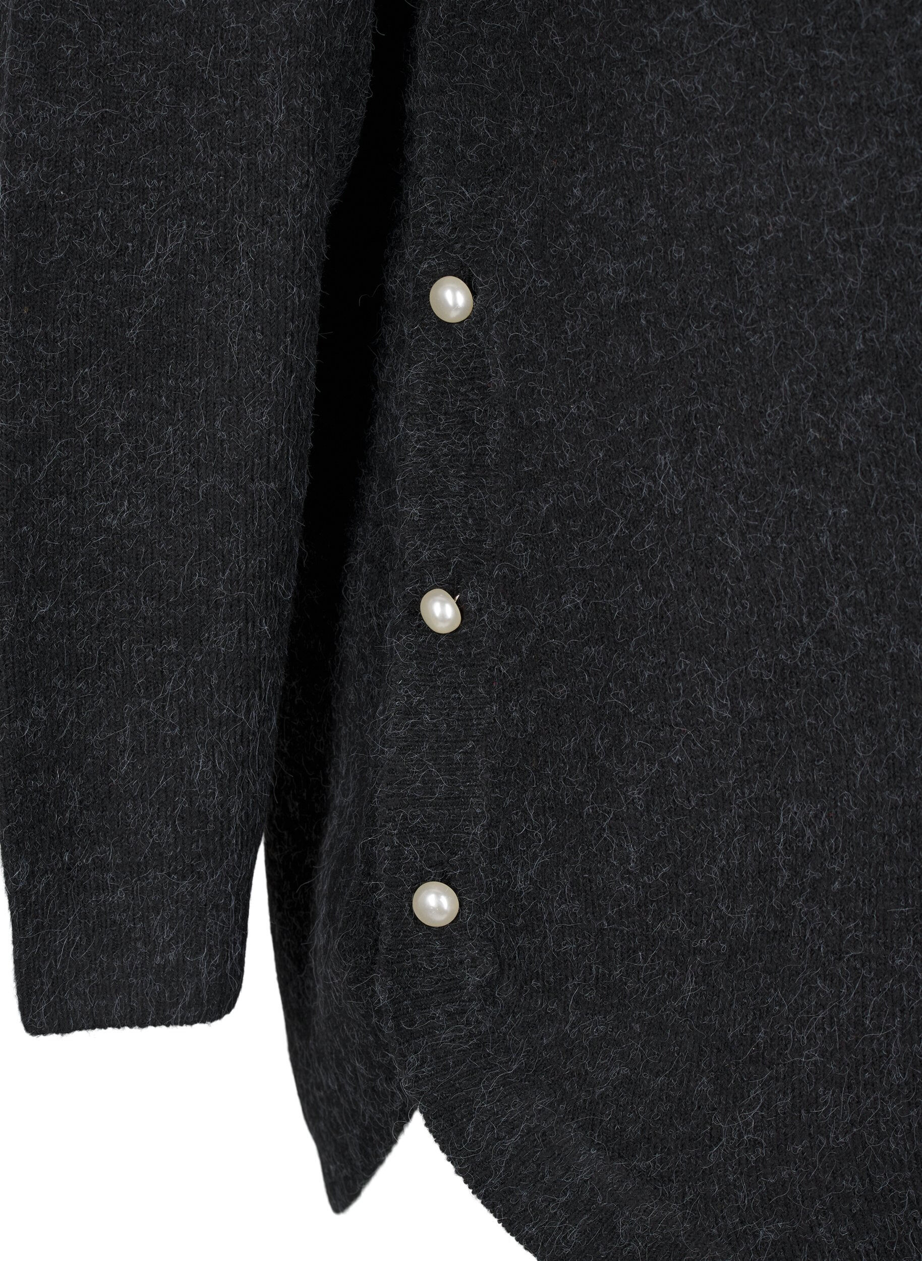 Zizzi Lange gebreide blouse met bolknopen, Grijs, Packshot image number 2