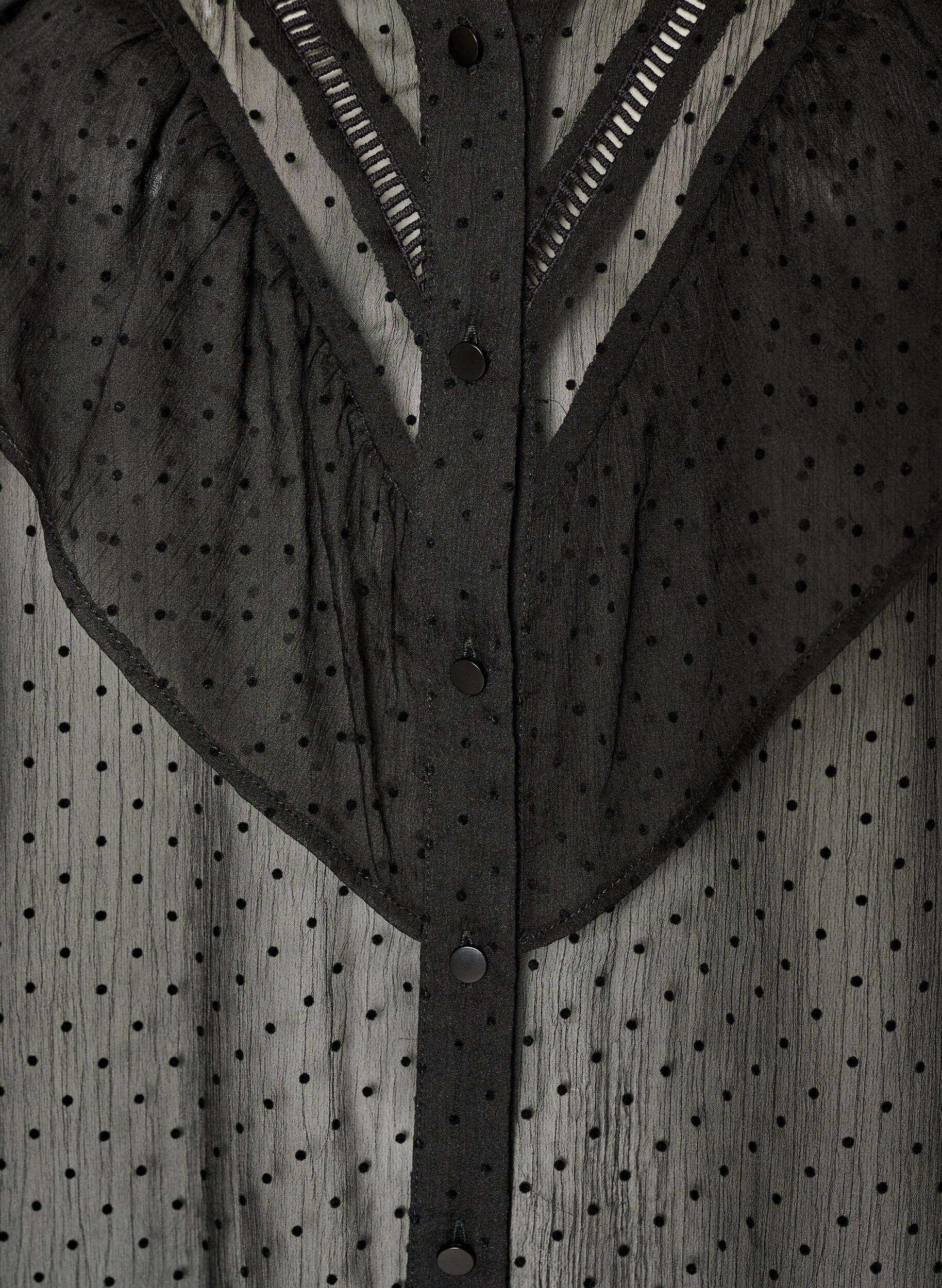 ZizziTransparante blouse met stippen en ruchesdetails, Zwart, Packshot image number 2