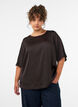 Satijnen blouse met ellebooglange mouwen, Bruin, Model image number 0