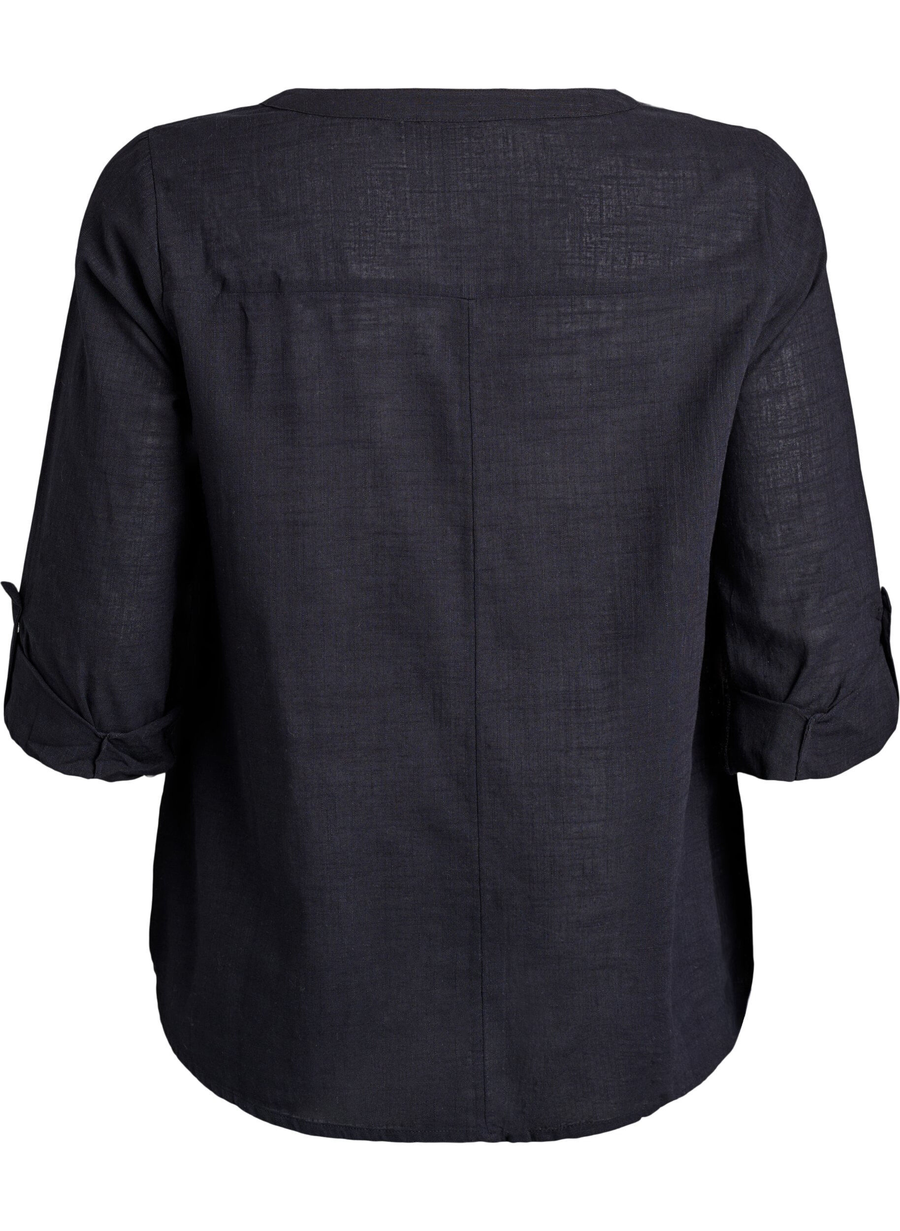 Zizzi Katoenen blouse met V-hals, Zwart, Packshot image number 1