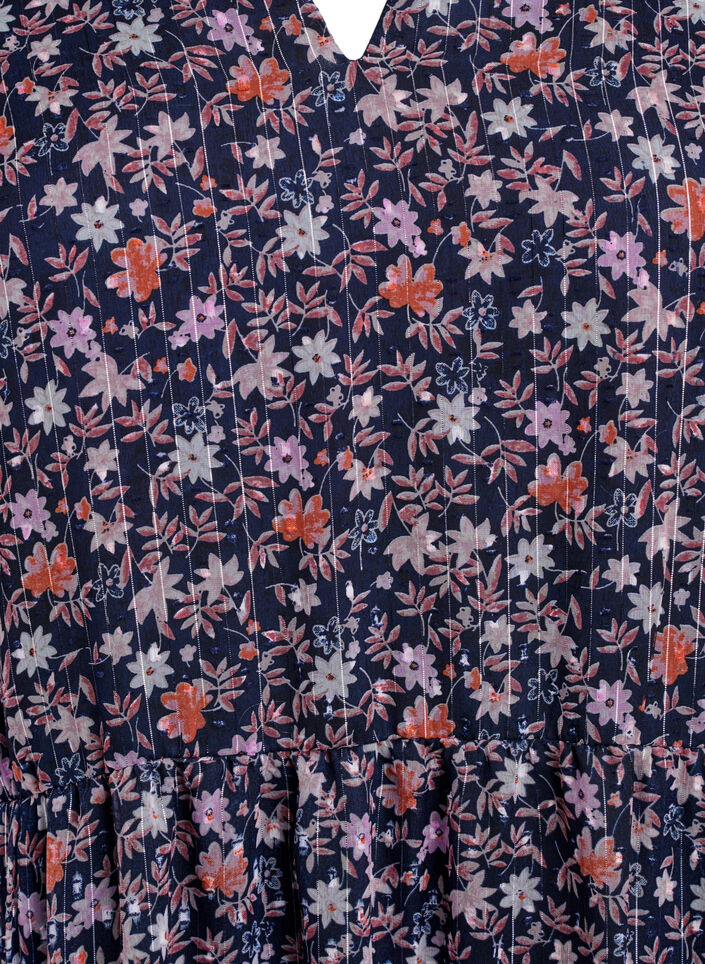Tunic met bloemenprint en glitterdraden, Blauw, Packshot image number 2