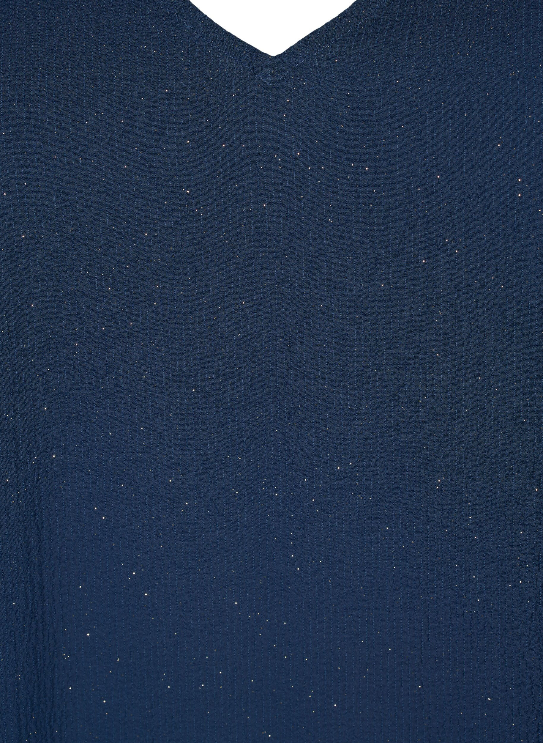 Zizzi FLASH - Glitterjurk met lange mouwen, Navy w. Gold , Packshot image number 2