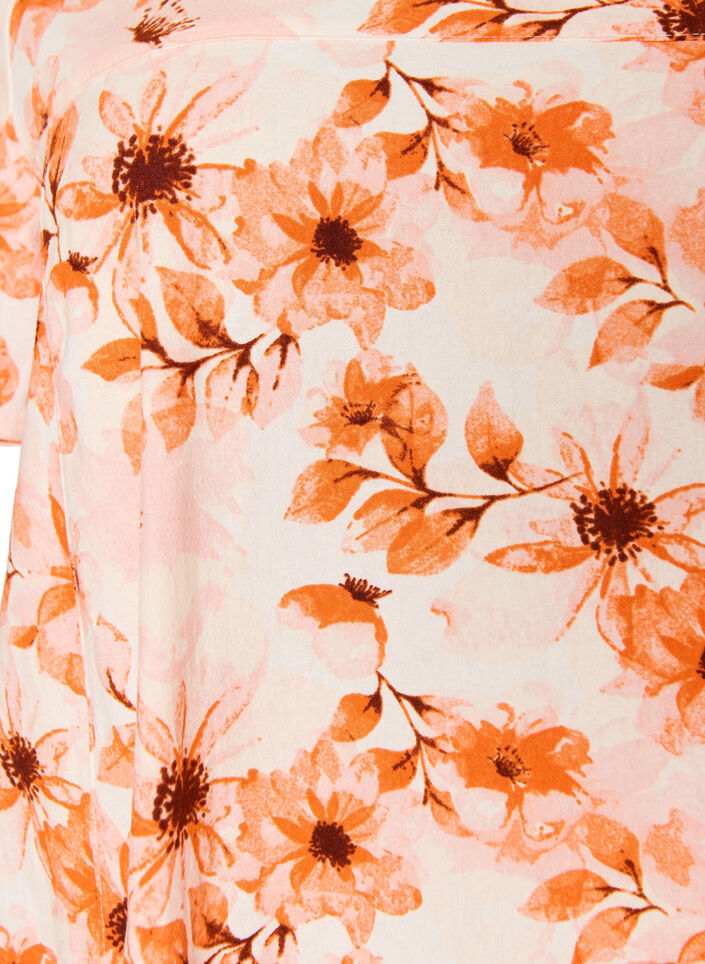 Katoenen jurk met korte mouwen en print, Oranje, Packshot image number 2