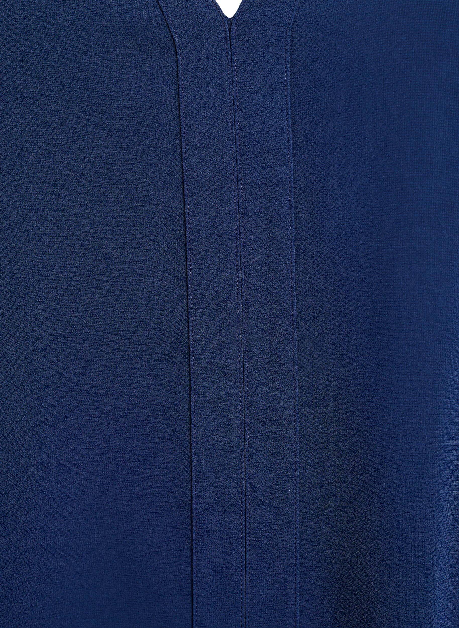 Zizzi Blouse met doorschijnende mouwen en smockdetails, Blauw, Packshot image number 2