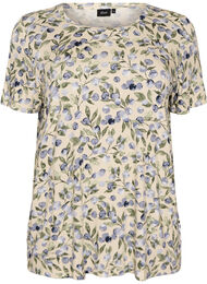 T-shirt met bloemenprint, Vanille