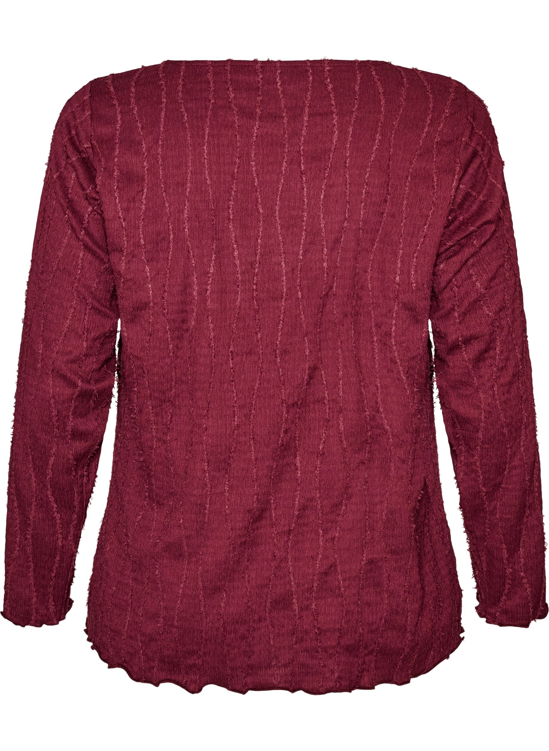 ZizziJersey blouse met een golvende textuur, Rood, Packshot image number 1