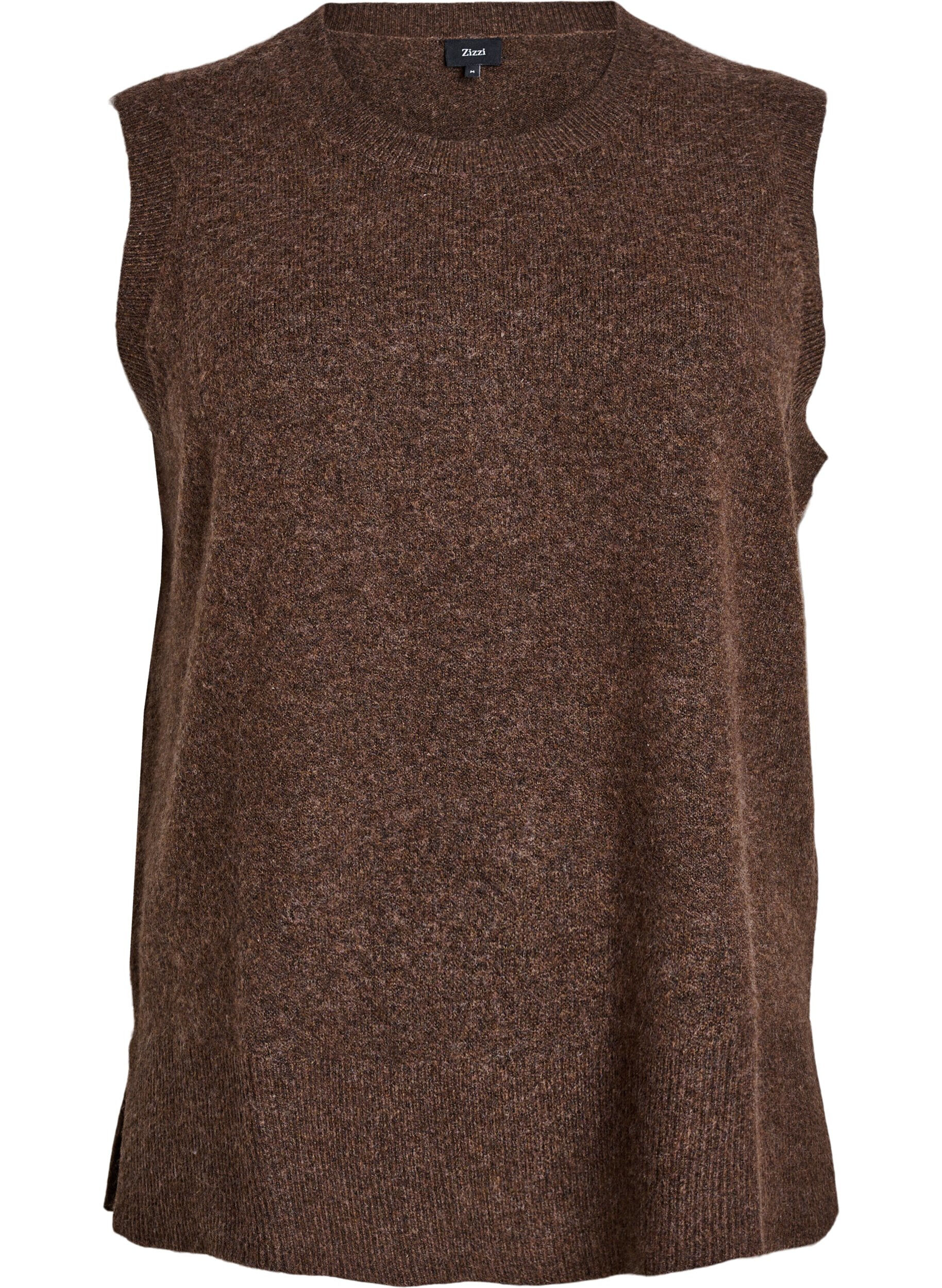 Gebreid vest met geribbelde randen