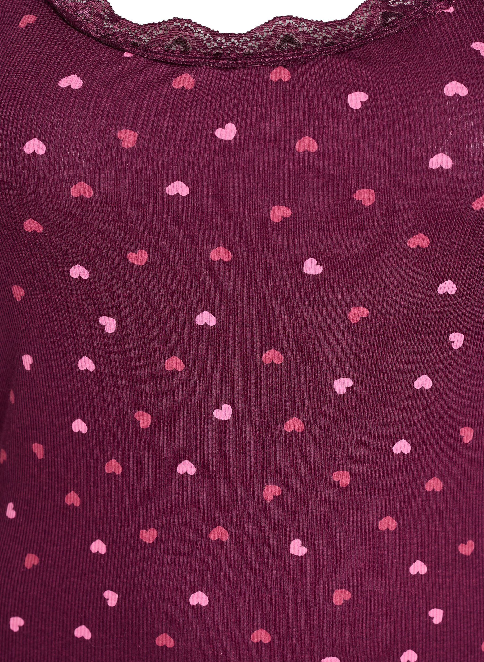 Zizzi Top met print en kanten rand, Donker Bordeaux, Packshot image number 2