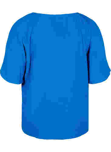 Viscose blouse met korte mouwen en touwtjes detail, Classic Blue, Packshot image number 1