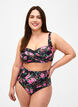 Bikinibroekje met extra hoge taille en print, Roze, Model image number 0