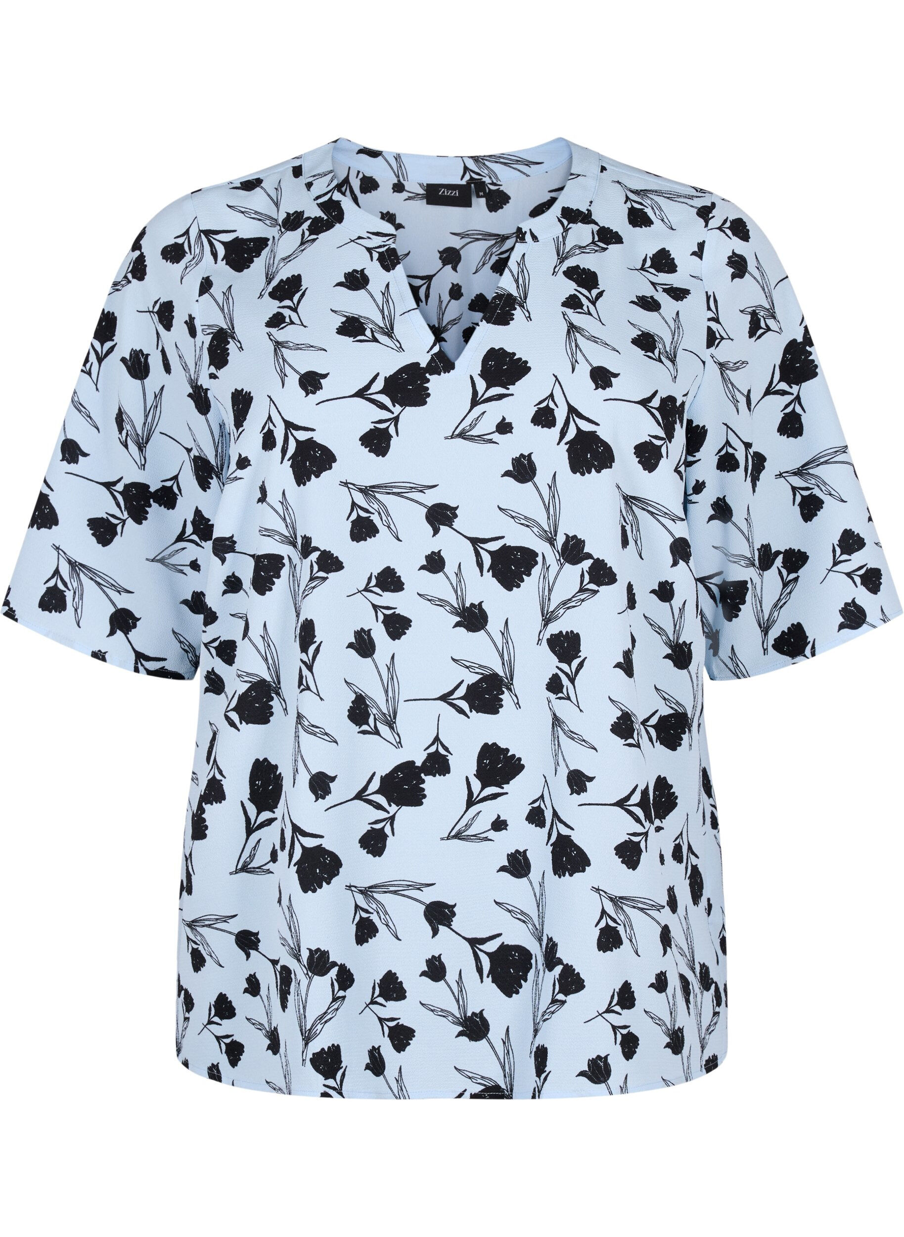 Zizzi  Blouse met V-hals en bloemenprint, Cashmere Blue Flower, Packshot image number 0
