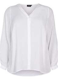 Overhemd met lange mouwen en v-hals, Bright White