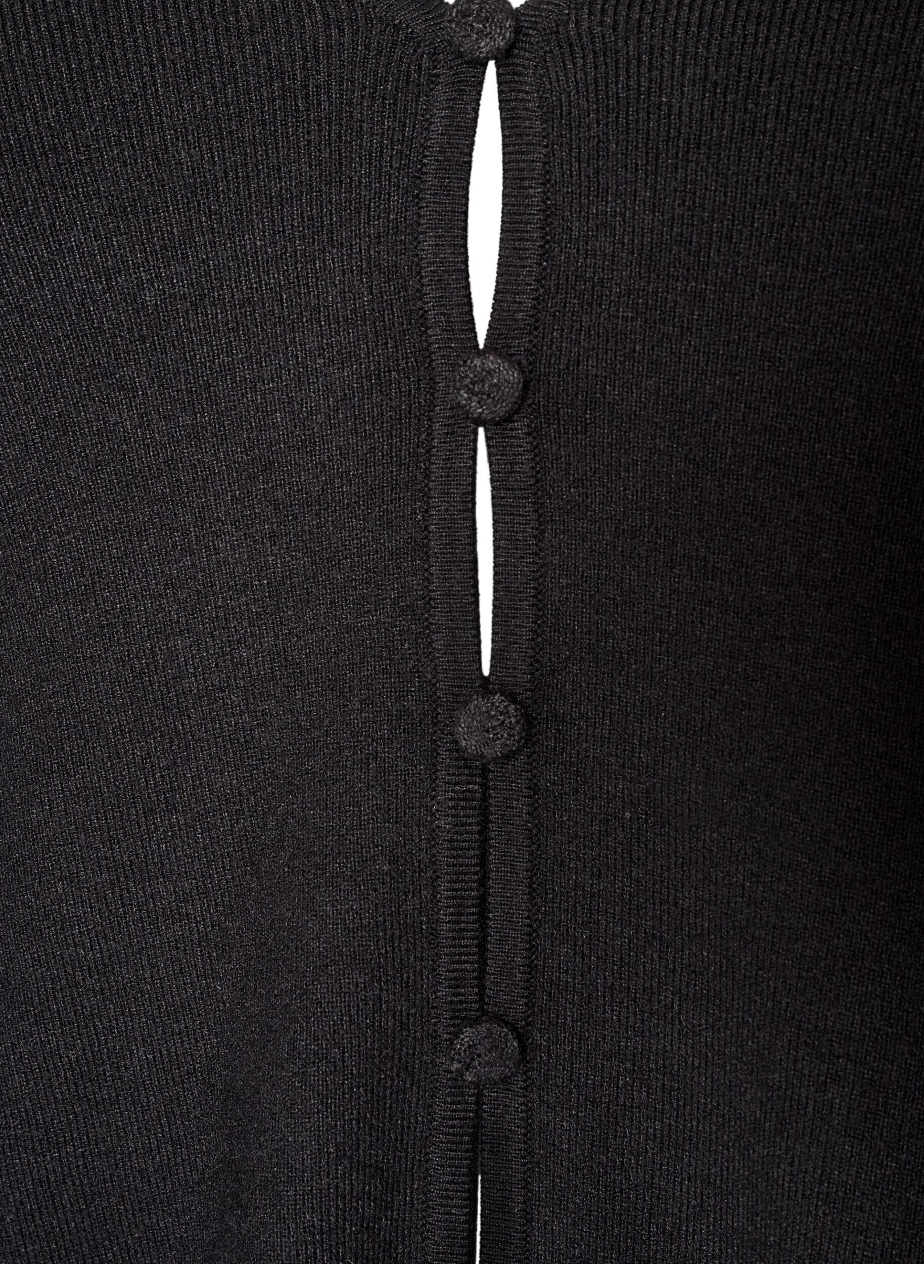 ZizziFijngebreid vest met stofbeklede knopen, Zwart, Packshot image number 2