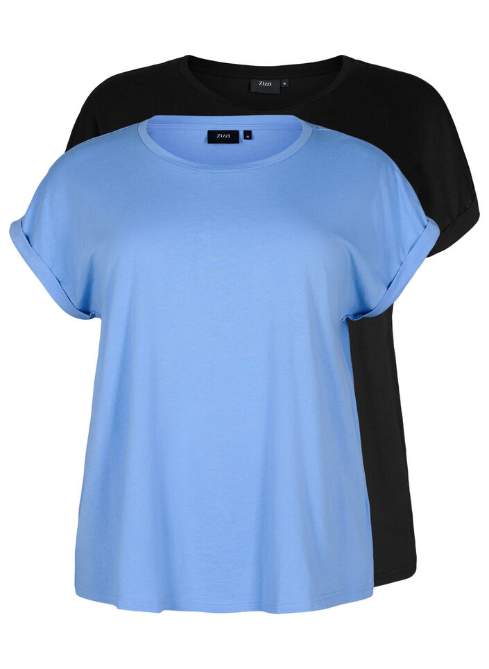Tweepack T-shirts met korte mouwen, Blauw, Packshot image number 0