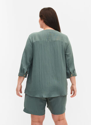 Viscose blouse met knopen en v-hals, Balsam Green, Model image number 1