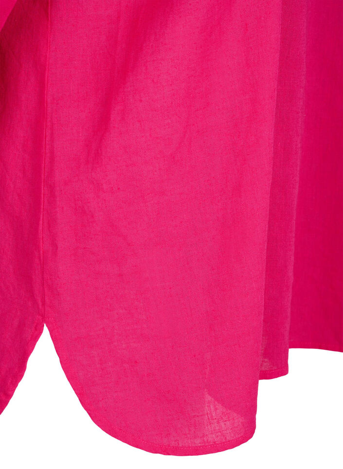 Overhemdblouse met knoopsluiting van katoen-linnenmix, Bright Rose, Packshot image number 3