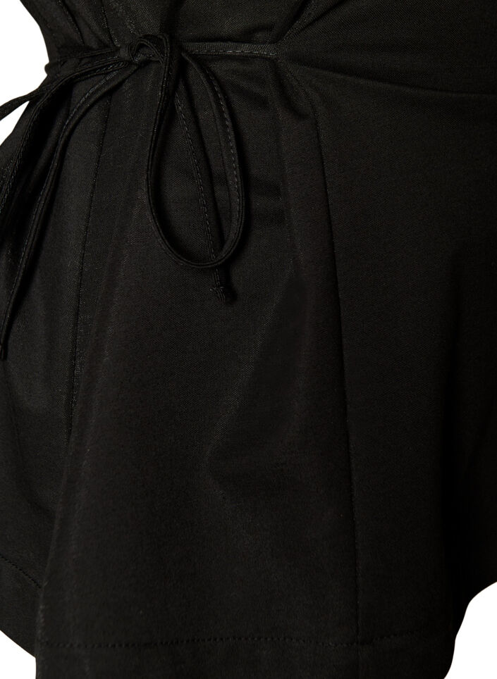 Blouse in een katoenmix met V-hals en striklint, Zwart, Packshot image number 3