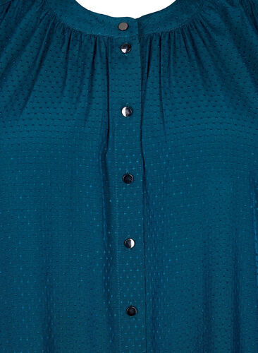 Korte mouw shirt met gepunteerd patroon, Deep Teal, Packshot image number 2