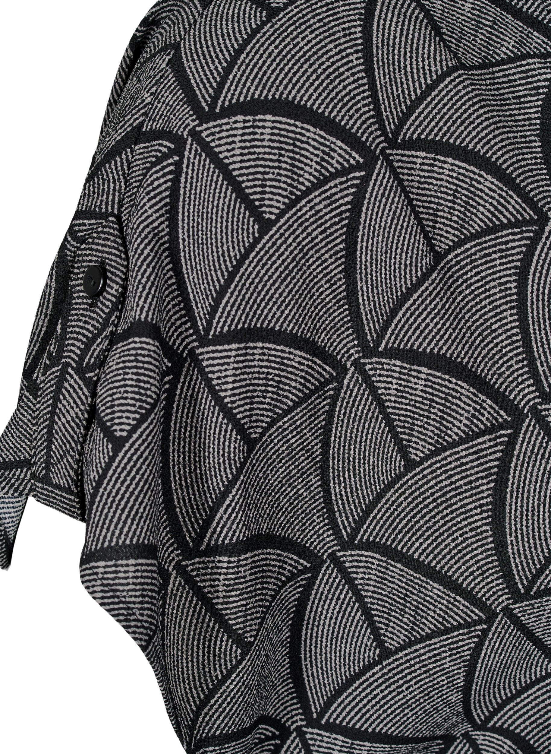 Zizzi Blouse met korte mouwen en print, Black Grey Graphic , Packshot image number 4