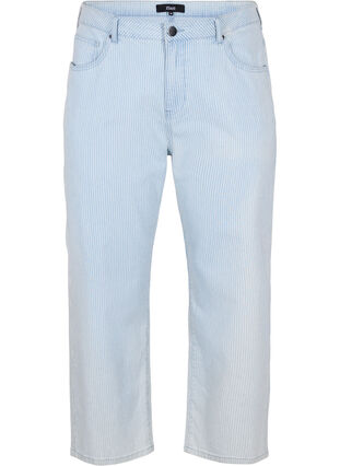 Straight jeans met enkellengte, Light Blue Stripe, Packshot image number 0