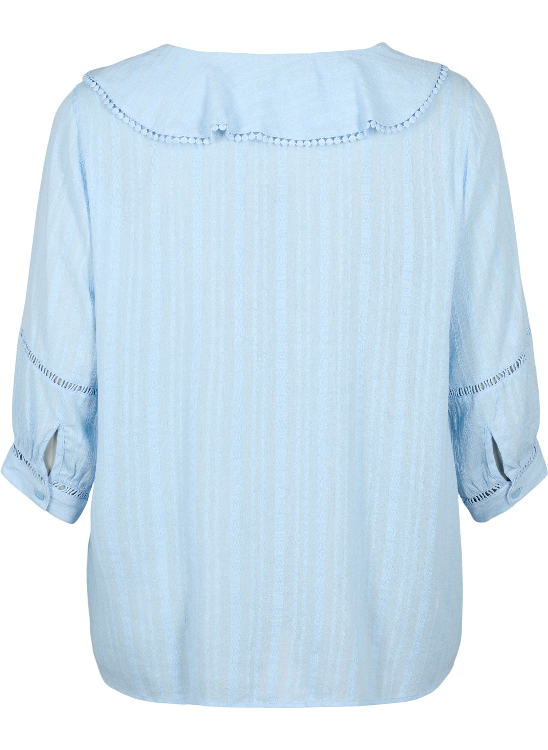 Zizzi Blouse met 3/4 mouwen en kant, Chambray Blue, Packshot image number 1