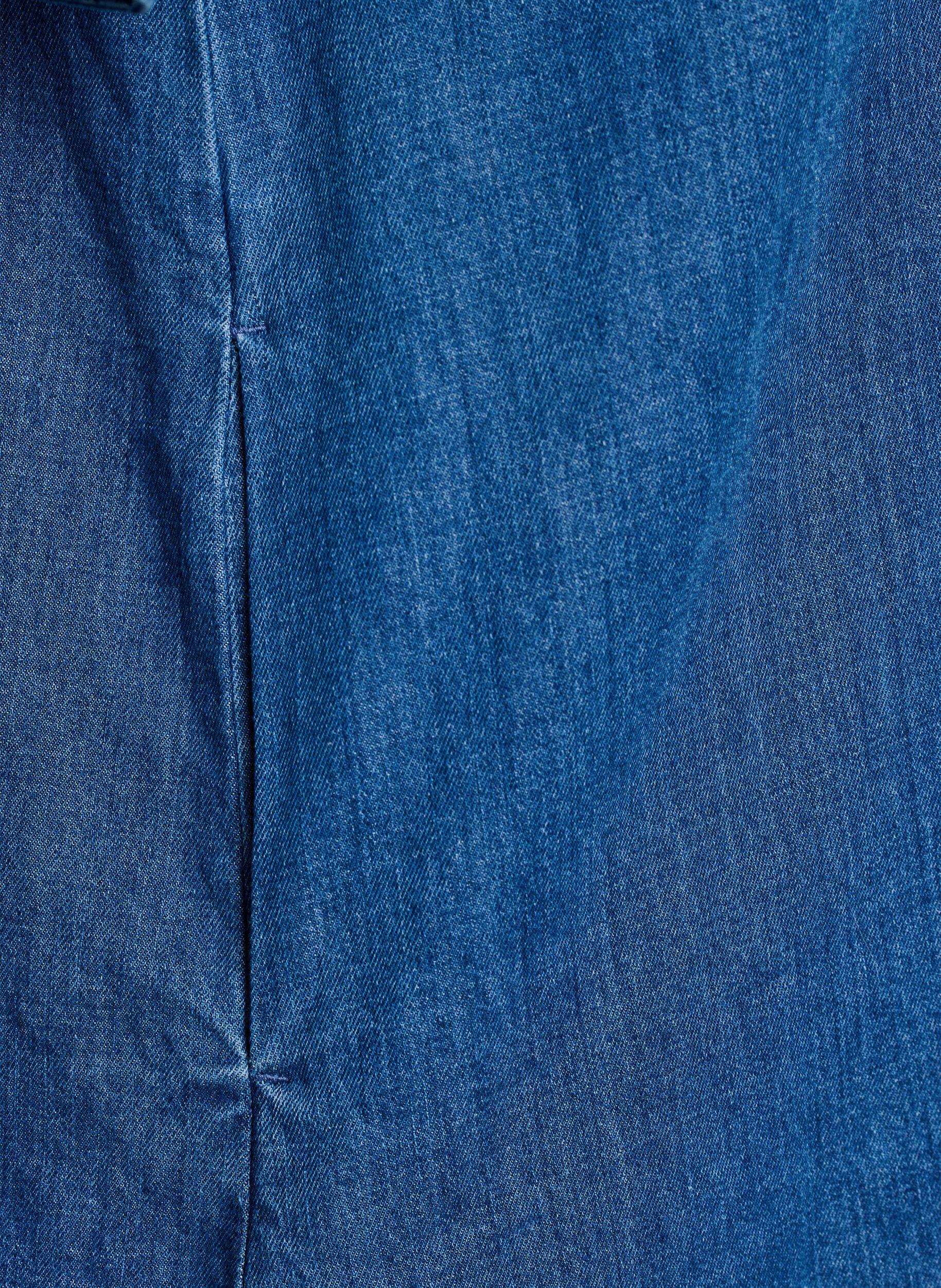 Zizzi Denimjurk met knoopsluiting en strikdetail, Blauw, Packshot image number 3