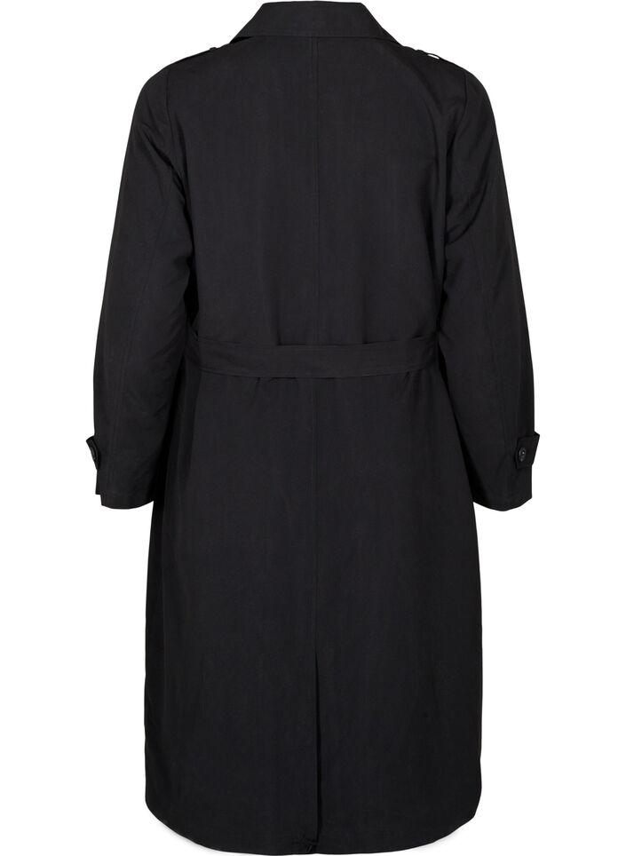 Lange trenchcoat met riem, Black, Packshot image number 1