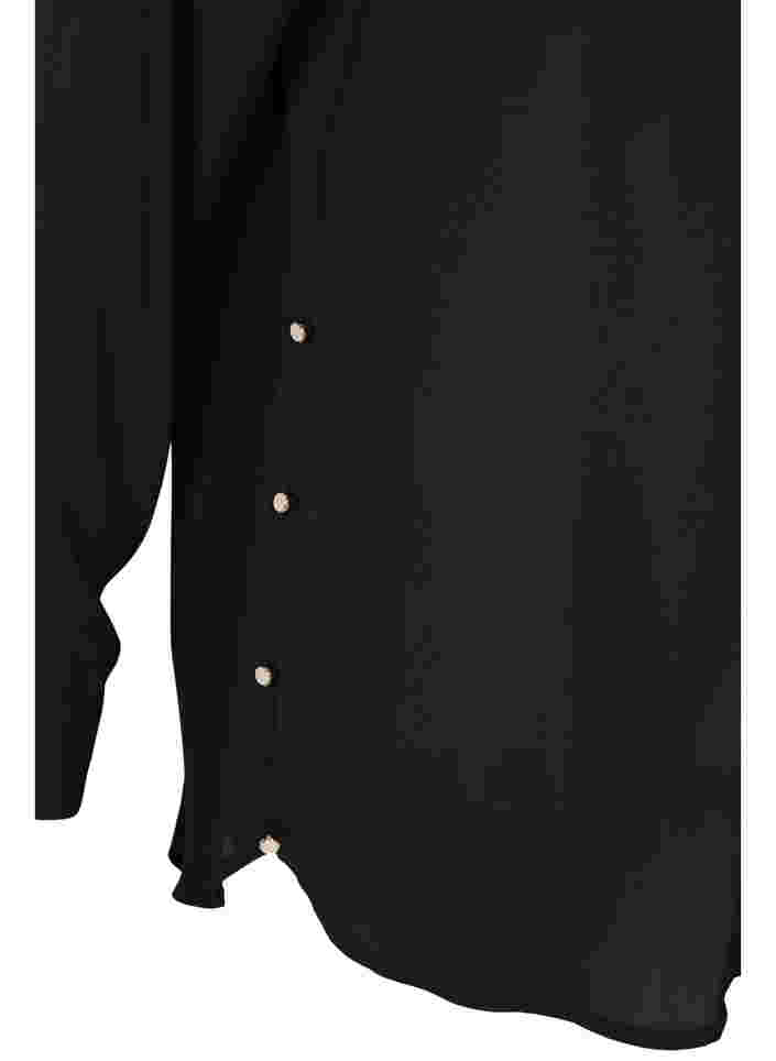 Overhemd met lange mouwen en rucheskraag, Black, Packshot image number 3